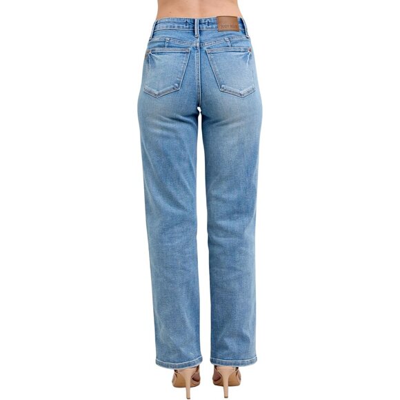 Mid Rise Tummy Control Jeans Vintage Wash Straight Leg Womens Size 26 - Picture 9 of 9